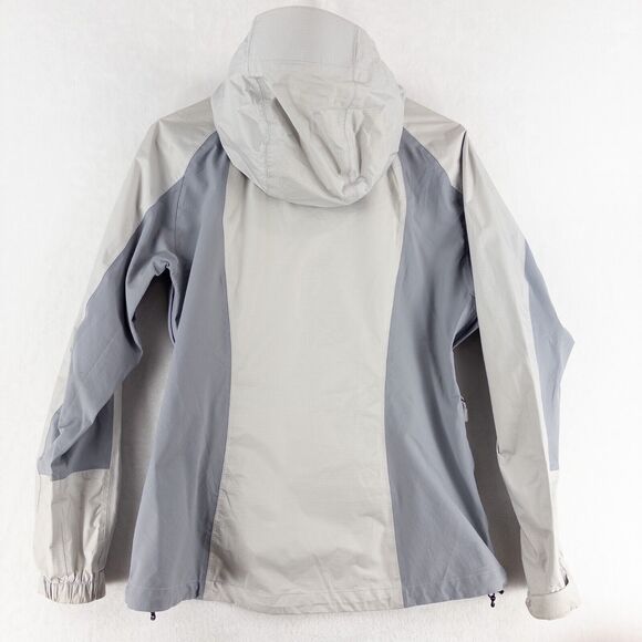 L.L. Bean Jacket Womens Small Gray Rain Hooded Trail Model Under Arm Zip Hiking - Picture 10 of 14